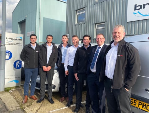 Blackline Safety and Breathe Safety team photo with United Kingdom water utility