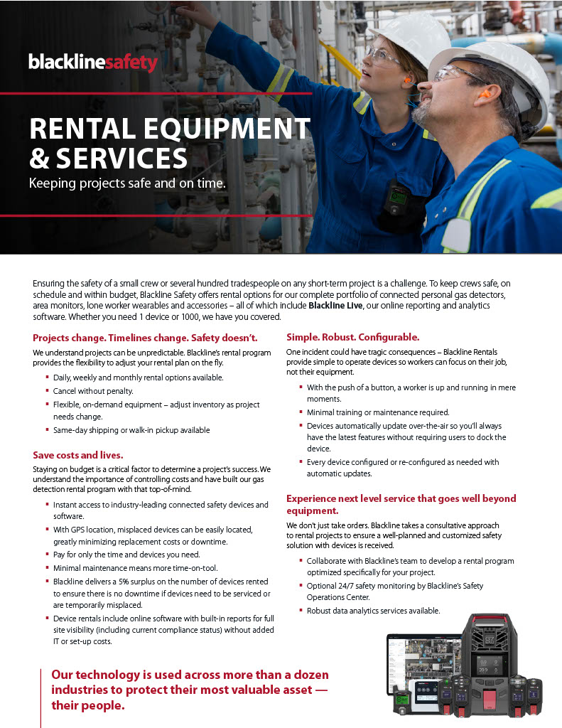 Gas detction and lone worker device rentals