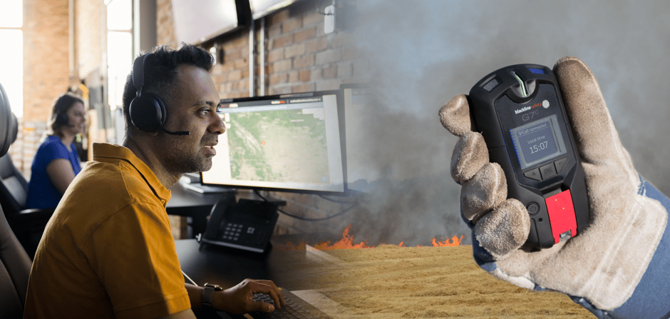 G7c communicating with Blackline Safety's SOC to stop a brush fire from spreading in rural Texas.