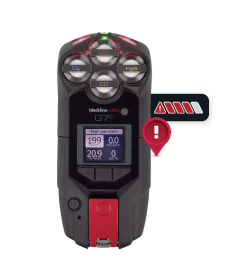 High-gas alert on G7 gas detection device with real-time visibility on connected software.