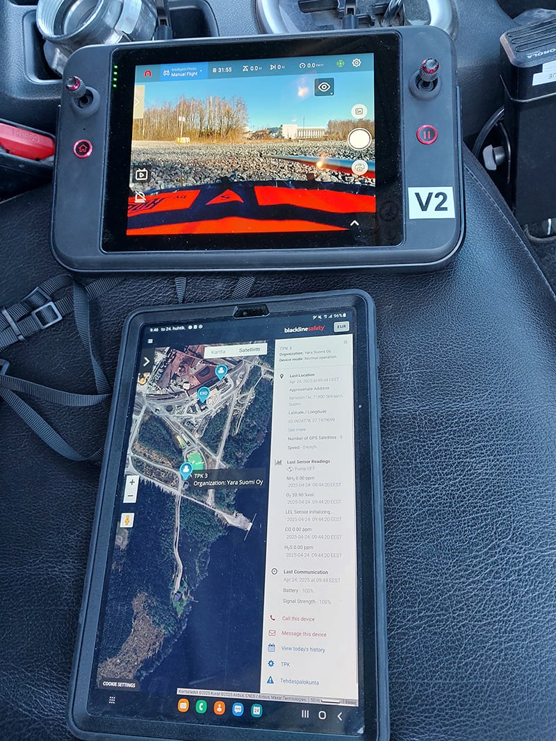 Blackline Live software used with gas detection drone