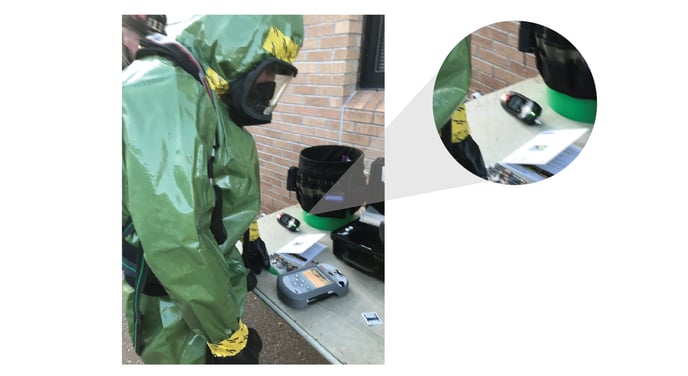 A Blackline Safety G7 device testing for Volatile Organic Compounds