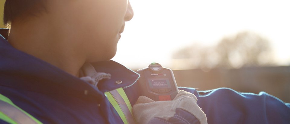 Worker communicating through gas detector