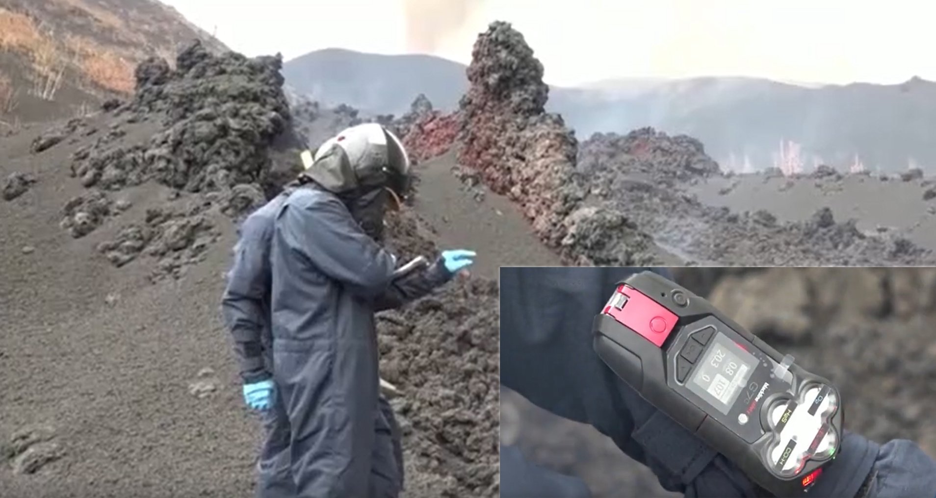Vídeo, Cascos especiales y medidores de explosividad para estudiar los  gases del volcán de La Palma, Vídeos