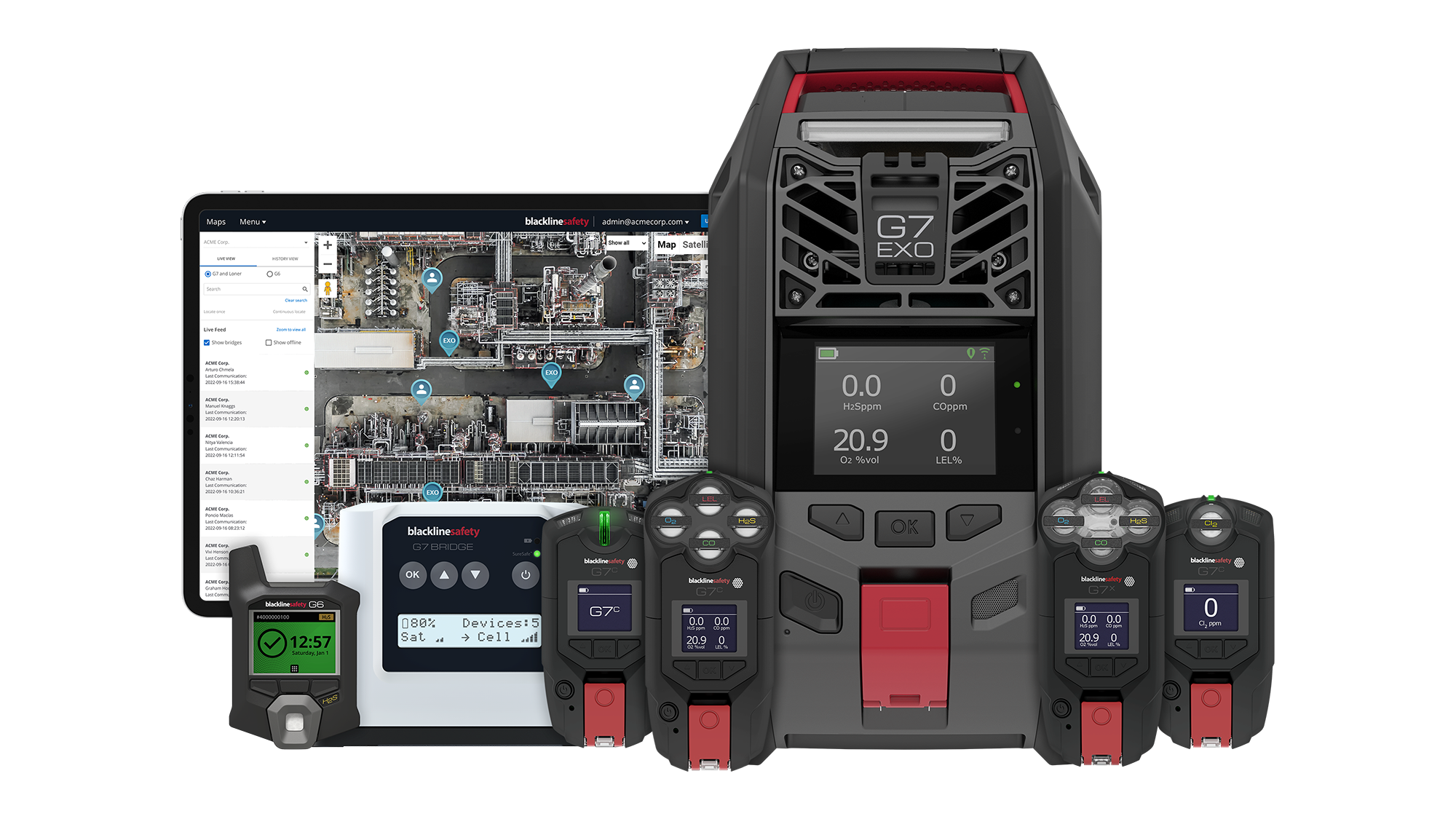 connected gas detection devices with software