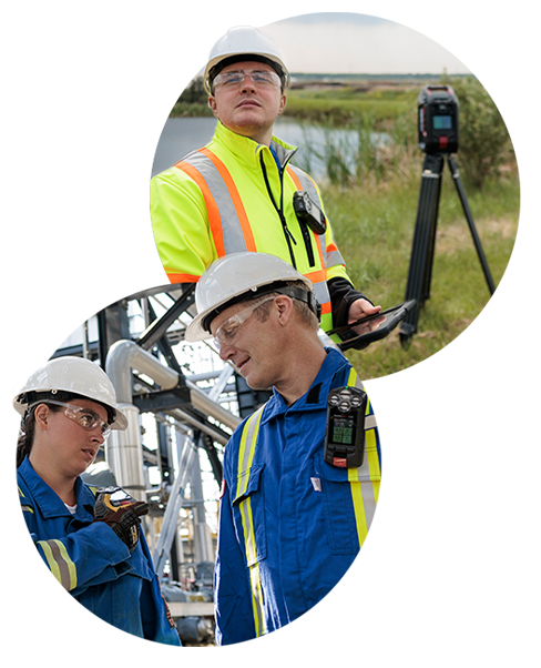 Verbonden veiligheidsplatform met communicatie, gebiedsmonitoren, persoonlijke gasdetectie, analysesoftware