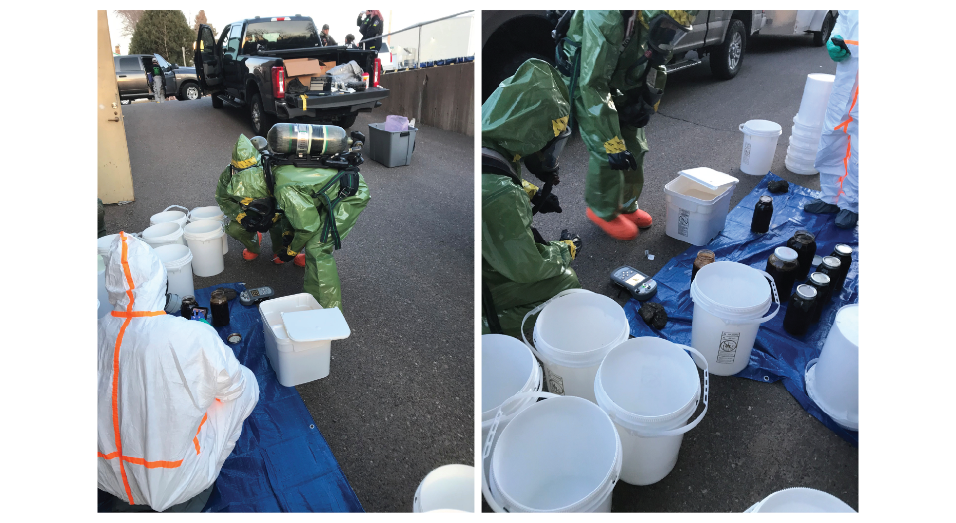 Hazmat team using Blackline Safety devices to keep their team safe.